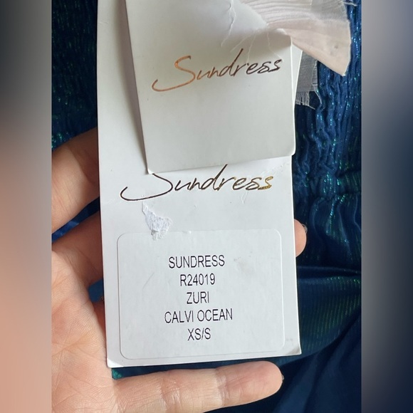 NWT Sundress x Revolve Zuri Calvi Ocean
Blue Metallic Shimmer Dress XS/S - Picture 11 of 13